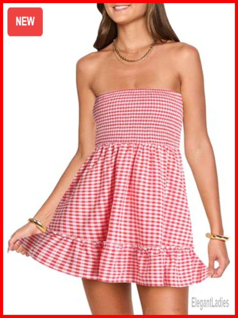Tsher Strapless Mini Tube Dress Ruffle Beach Cover Summer Sundress
